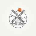 Windmill outline minimalist line art icon logo