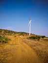windmill over the landscape with dark blue sky background in india.