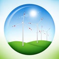 Windmill power generators inside sphere Royalty Free Stock Photo