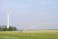 Modern wind turbine provides alternative energy for irrigation, Netherlands