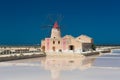 Windmill and salt pans at the salina of Trapani