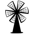 Windmill silhouette isolated on white background. Clipart