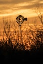 Windmill silhouette in southwest Texas sunset