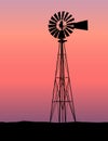 Windmill Silhouette Sunset