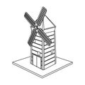 Windmill, single icon in outline style.Windmill vector symbol stock illustration web. Royalty Free Stock Photo