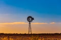 Windmill in South Australia at sunset. Royalty Free Stock Photo