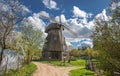 Windmill in spring nature