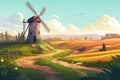 windmill summer nature landscape Royalty Free Stock Photo