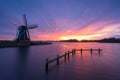 Windmill sunset at the lake
