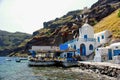 Windmill and terrece in Santorini, Greece Royalty Free Stock Photo