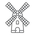 Windmill thin line icon, farming and agriculture