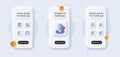Windmill turbine, Seo gear and Dryer machine line icons pack. For web app. 3d phone mockups. Vector
