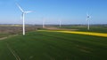 Windmill turbines farm generate electricity.