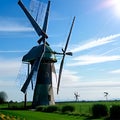 Windmill under the clear sky Royalty Free Stock Photo