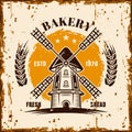 Windmill vintage advertising bakery banner vector