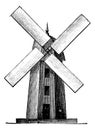 Windmill, vintage engraving