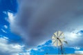 Windmill with white propeller. Bali, Crete, Greece Royalty Free Stock Photo