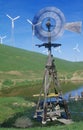 Windmill and wind turbines on Route 580 in Livermore, CA