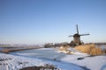 Windmill in winter time with snow Royalty Free Stock Photo