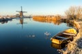 Windmill & x27;t Hoog- en Groenland with a refection in the Angstel river in the village Baambrugge in the Netherlands