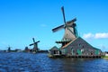 The Windmill at Zaanse Schans, Netherlands. Royalty Free Stock Photo