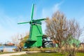 Windmill in Zaanse Schans, traditional village, Netherlands, North Holland Royalty Free Stock Photo