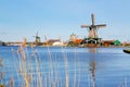 Windmill in Zaanse Schans, traditional village, Netherlands, North Holland Royalty Free Stock Photo