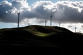 Windmills On The Altamont Pass In California With Stormy Sky
