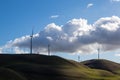 Windmills On The Altamont Pass In California With Clouds In Sky