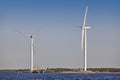 Windmills in the baltic sea. Renewable clean and green energy. Alternative Royalty Free Stock Photo
