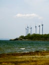 Windmills on Beach Royalty Free Stock Photo