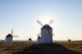 Windmills of Campo de Criptana at sunset in La Mancha Royalty Free Stock Photo