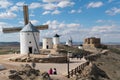 Windmills with castle, Consuegra, Castile-La Mancha, Spain Royalty Free Stock Photo