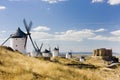 windmills with castle, Consuegra, Castile-La Mancha, Spain Royalty Free Stock Photo