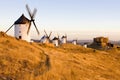 windmills with castle, Consuegra, Castile-La Mancha, Spain Royalty Free Stock Photo