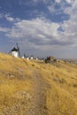 windmills and castle of Consuegra, Castilla La Mancha, Spain Royalty Free Stock Photo