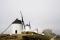 Windmills and Castle, Consuegra Spain Royalty Free Stock Photo