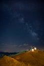 Windmills of Consuegra under Milky Way - La Mancha, Spain Royalty Free Stock Photo