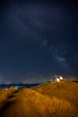 Windmills of Consuegra under Milky Way - La Mancha, Spain Royalty Free Stock Photo
