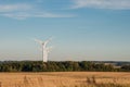 Windmills in danish landscape Royalty Free Stock Photo