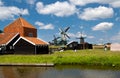 Windmills in Dutch village Royalty Free Stock Photo