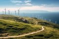 Windmills for electric power production, Zaragoza Province, Aragon, Spain, View from Cape Kaliakra to an offshore wind farm in