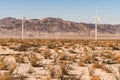 Windmills in Dry desert in southern california USA on bright hot day in summer