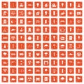 100 windmills icons set grunge orange