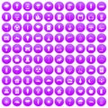100 windmills icons set purple