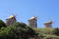 Windmills on the island of Patmos, Greece
