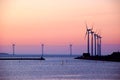 Windmills just before the sunrise Royalty Free Stock Photo