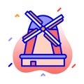 Windmills, Kinderdijk, Holland, Netherlands fully editable vector icons Royalty Free Stock Photo
