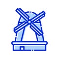 Windmills, Kinderdijk, Holland, Netherlands fully editable vector icons Royalty Free Stock Photo