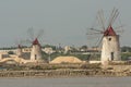 Windmills lagoon stagnone marsala trapani sicily italy europe